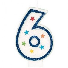 Star Studded Number 6 Candle