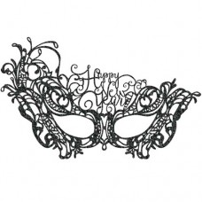 Happy New Year Lace Mask Black