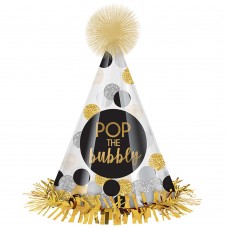 New Year Pop The Bubbly Confetti Cone Hat