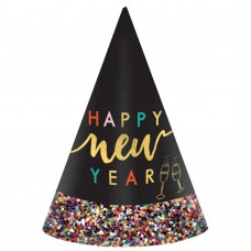 New Year Coloful Dot Black Party Hat