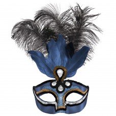  Blue Feather Masquerade Mask